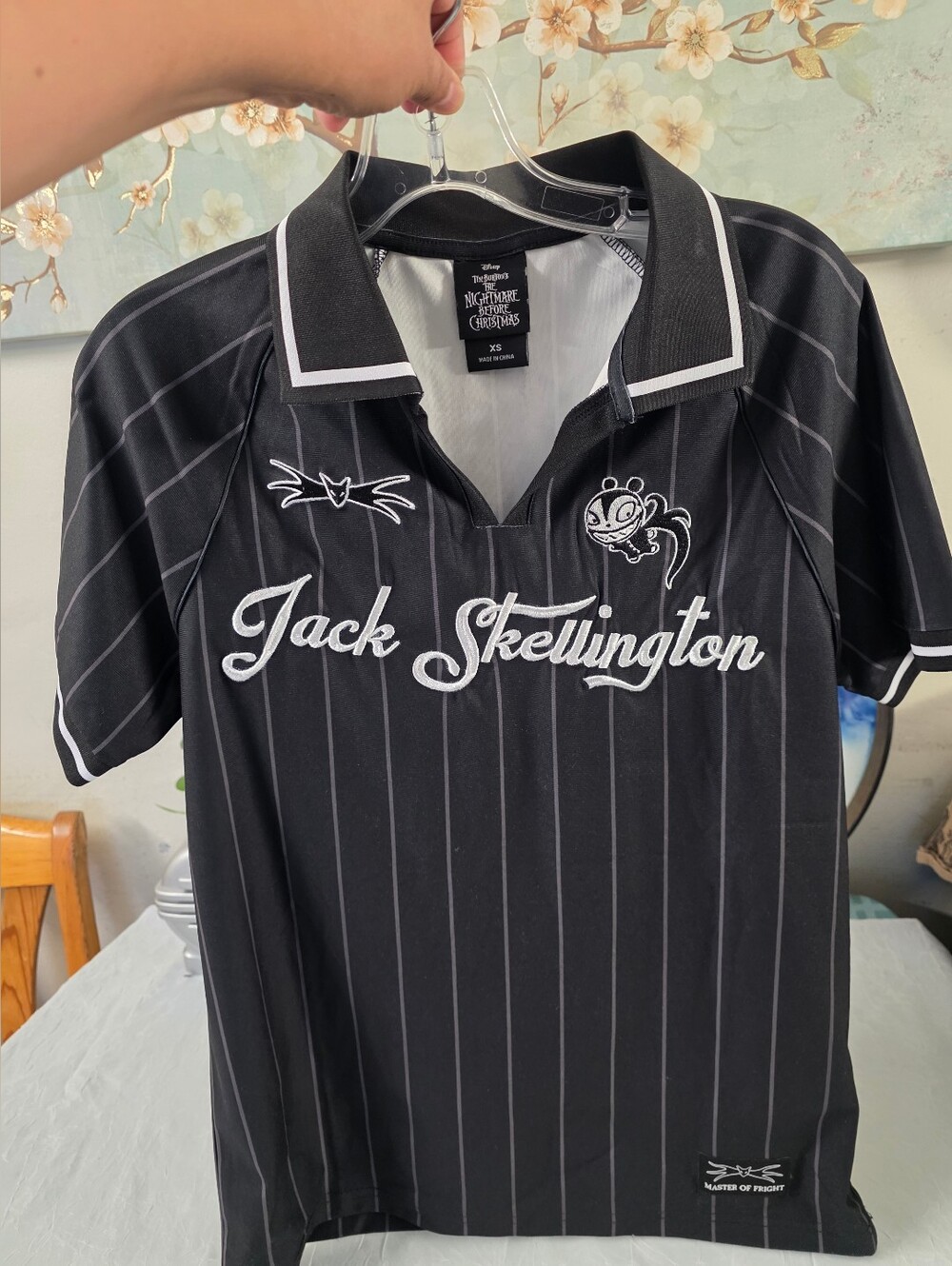 Disney The Nightmare Before Christmas Jack Skellington Striped Soccer Jersey XS.